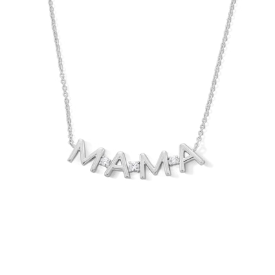 0.085 CT. T.W. Certified Lab-Created Diamond "MAMA" Necklace in Sterling Silver (I/SI2) - 17"