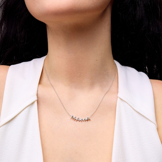 0.085 CT. T.W. Certified Lab-Created Diamond "MAMA" Necklace in Sterling Silver (I/SI2) - 17"