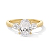 1.80 CT. T.W. Oval and Pear-Shaped Certified Lab-Created Diamond Three Stone Engagement Ring in 14K Gold (F/VS2)