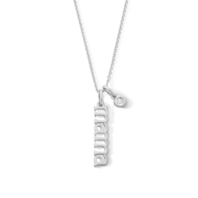 Diamond Accent "mama" Double Charm Pendant in Sterling Silver