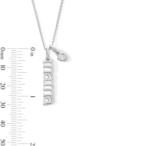 Diamond Accent "mama" Double Charm Pendant in Sterling Silver