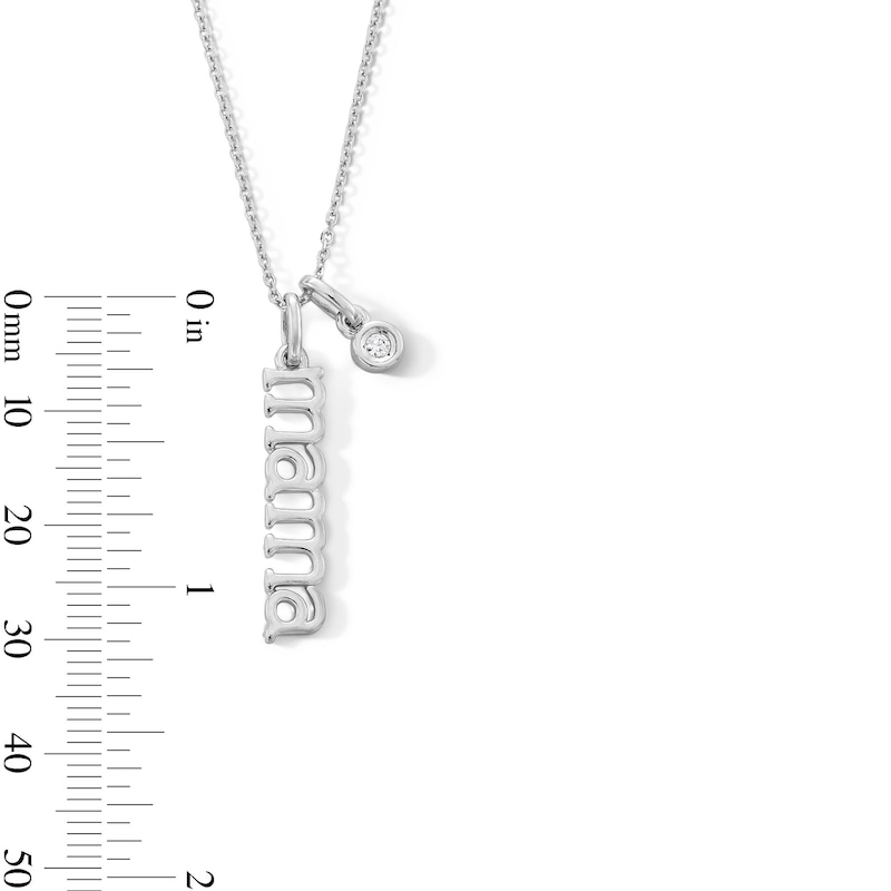 Diamond Accent "mama" Double Charm Pendant in Sterling Silver