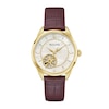 Thumbnail Image 1 of Ladies' Bulova Sutton Gold-Tone IP Brown Leather Strap Automatic Watch with Mother-of-Pearl Dial (Model: 97L179)