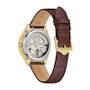 Thumbnail Image 3 of Ladies' Bulova Sutton Gold-Tone IP Brown Leather Strap Automatic Watch with Mother-of-Pearl Dial (Model: 97L179)