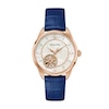 Thumbnail Image 1 of Ladies' Bulova Sutton Rose-Tone IP Blue Leather Strap Automatic Watch with Mother-of-Pearl Dial (Model: 97L180)