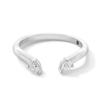 Vera Wang Love Collection 0.145 CT. T.W. Pear-Shaped Diamond Open Shank Band in Sterling Silver