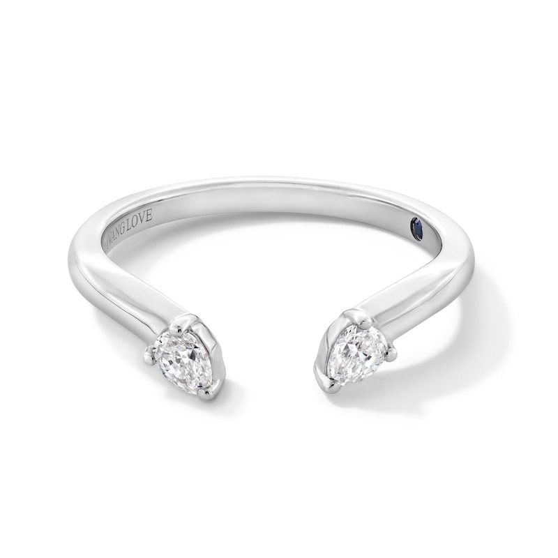 Vera Wang Love Collection 0.145 CT. T.W. Pear-Shaped Diamond Open Shank Band in Sterling Silver