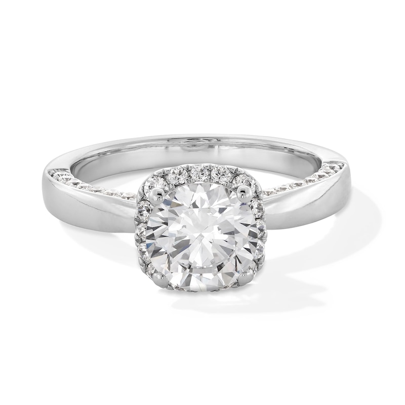 2.00 CT. T.W. Certified Lab-Created Diamond Cushion Frame Engagement Ring in 14K White Gold (F/VS2)