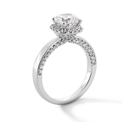 2.00 CT. T.W. Certified Lab-Created Diamond Cushion Frame Engagement Ring in 14K White Gold (F/VS2)