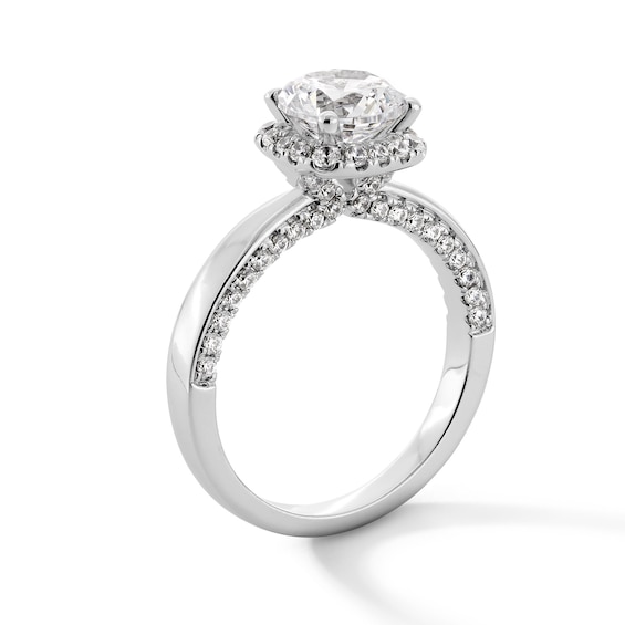 2.00 CT. T.W. Certified Lab-Created Diamond Cushion Frame Engagement Ring in 14K White Gold (F/VS2)