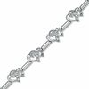 Thumbnail Image 0 of Previously Owned - 0.20 CT. T.W. Diamond Interlocking Hearts Link Bracelet in Sterling Silver