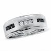 Thumbnail Image 0 of Previously Owned - Men's 0.30 CT. T.W. Enhanced Black and White Diamond Three Channel Band in 14K White Gold