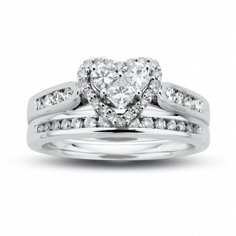 Previously Owned - 0.75 CT. T.W. Diamond Heart Bridal Set in 14K White Gold|Peoples Jewellers