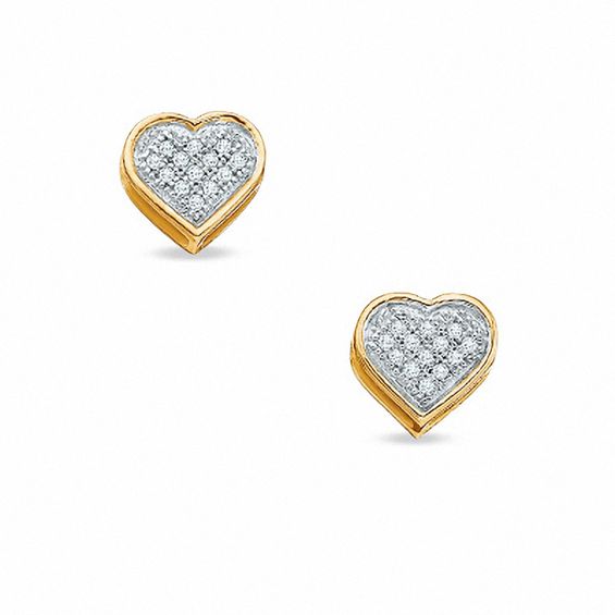 Previously Owned - 0.05 CT. T.W. Diamond Heart Stud Earrings in 10K Gold