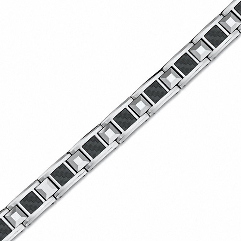 Previously Owned - Men's Black Carbon Fibre Accent Bracelet in Tungsten and Stainless Steel - 9.0"