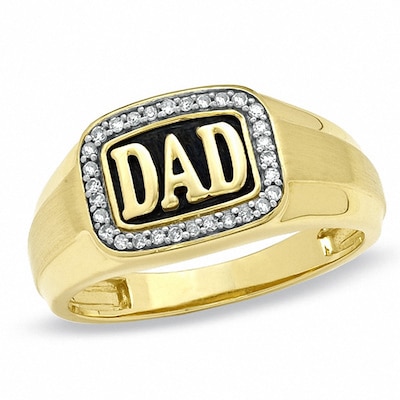 Previously Owned - Men's 0.13 CT. T.W. Diamond Dad Ring in 10K Gold