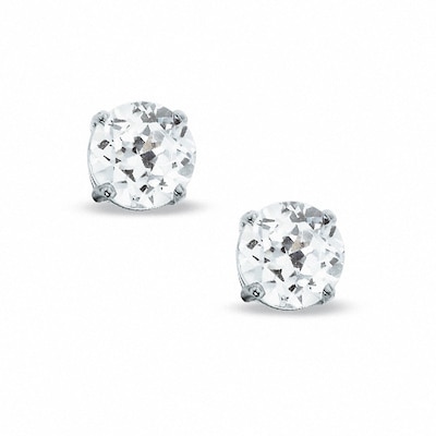 Previously Owned - 6.0mm Lab-Created White Sapphire Stud Earrings in Sterling Silver