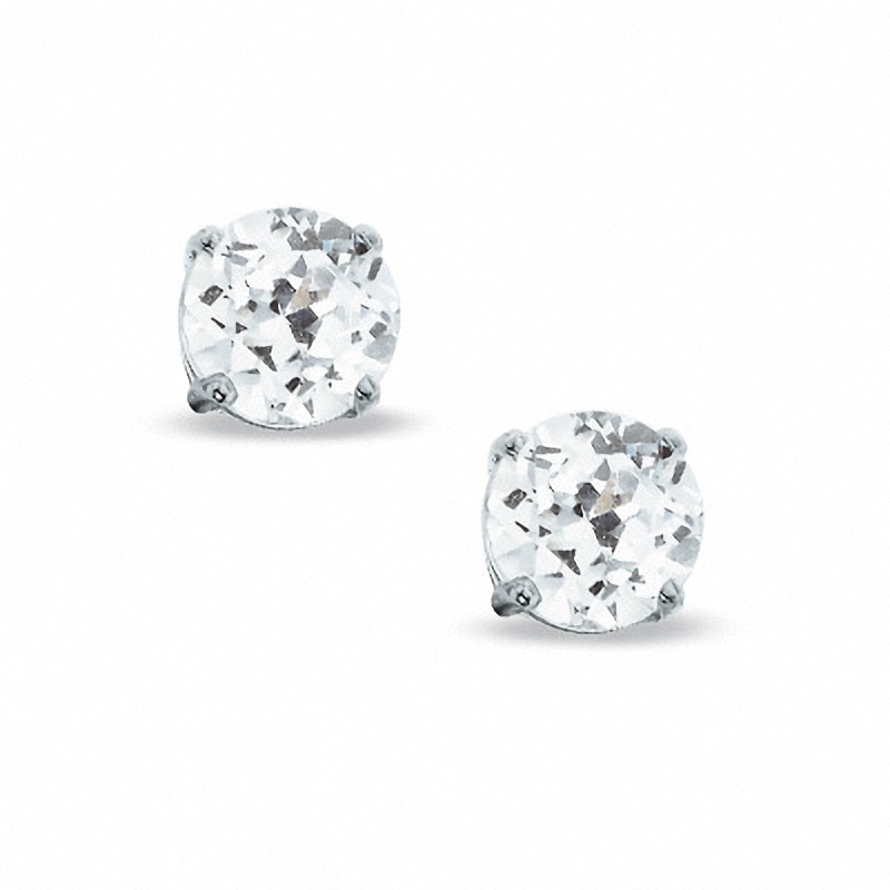 Previously Owned - 6.0mm Lab-Created White Sapphire Stud Earrings in Sterling Silver