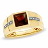 Thumbnail Image 0 of Previously Owned - Men's 8.0mm Square-Cut Garnet and Diamond Accent Ring in 10K Gold