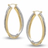 Previously Owned - Oval Bypass Earrings in Sterling Silver and 14K Gold