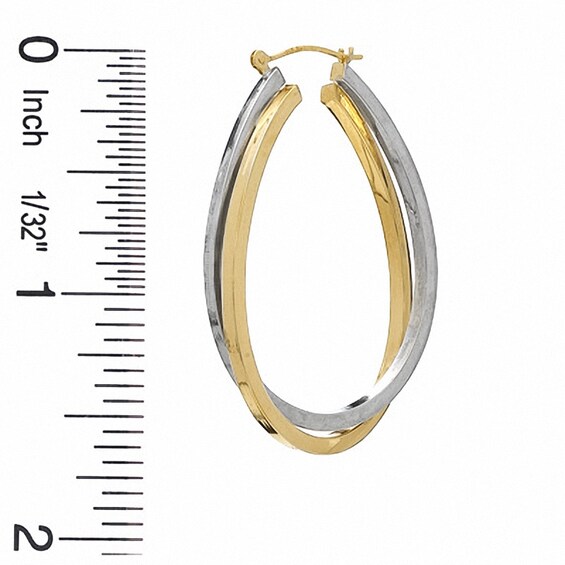 Previously Owned - Oval Bypass Earrings in Sterling Silver and 14K Gold