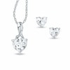 Previously Owned - Heart-Shaped Lab-Created White Sapphire and Diamond Pendant and Earrings Set in Sterling Silver