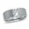 Thumbnail Image 0 of Previously Owned - Men's Diamond Accent Slant Wedding Band in Stainless Steel