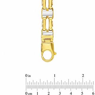 Previously Owned - Men's Short Link Bracelet in Hollow 10K Two-Tone Gold - 9.0"