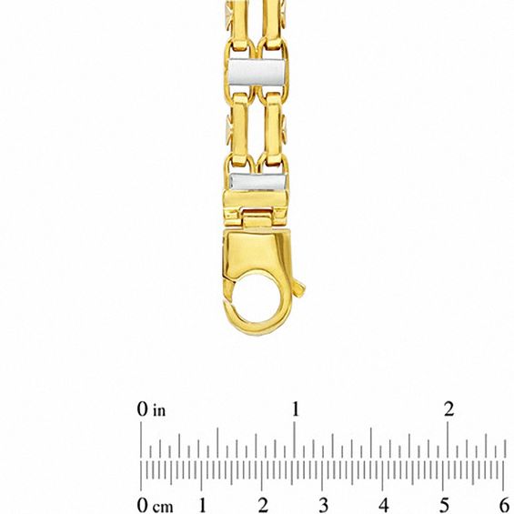 Previously Owned - Men's Short Link Bracelet in Hollow 10K Two-Tone Gold - 9.0"