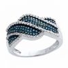 Thumbnail Image 0 of Previously Owned - 0.49 CT. T.W. Enhanced Blue and White Diamond Waves Ring in 10K White Gold