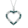 Thumbnail Image 0 of Previously Owned - 1/3 CT. T.W. Enhanced Blue and White Diamond Heart Pendant in 10K White Gold