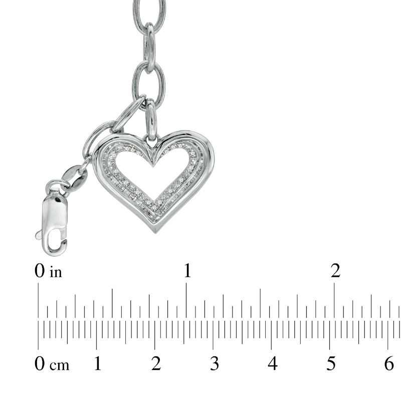 Previously Owned - The Heart Within™ Diamond Accent Heart Charm Bracelet in Sterling Silver - 7.5"
