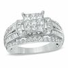 Thumbnail Image 0 of Previously Owned - 1.25 CT. T.W. Princess-Cut Composite Diamond Collar Engagement Ring in 10K White Gold