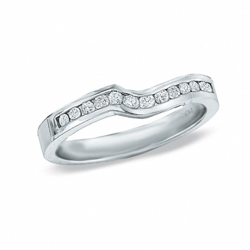 Previously Owned - 0.26 CT. T.W. Diamond Contour Wedding Band in 14K White Gold|Peoples Jewellers