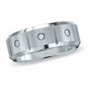 Thumbnail Image 1 of Previously Owned - Men's 0.09 CT. T.W. Diamond Three Stone Wedding Band in Tungsten