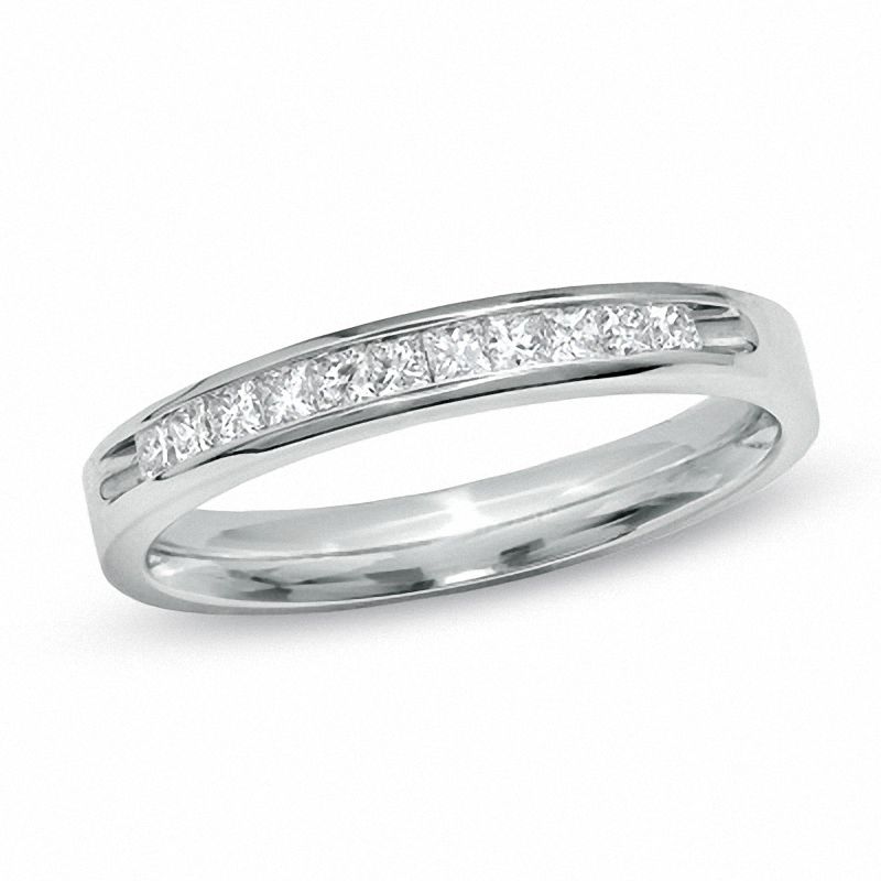 Main Image 1 of Previously Owned - Ladies' 0.25 CT. T.W. Princess-Cut Diamond Wedding Band in 14K White Gold