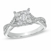 Previously Owned - 0.75 CT. T.W. Diamond Cluster Criss-Cross Shank Engagement Ring in 14K White Gold