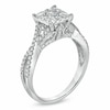 Previously Owned - 0.75 CT. T.W. Diamond Cluster Criss-Cross Shank Engagement Ring in 14K White Gold