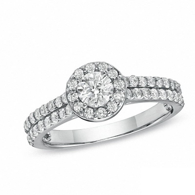 Previously Owned - 0.88 CT. T.W.  Diamond Framed Engagement Ring in 14K White Gold (I/I1)|Peoples Jewellers