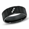 Previously Owned - Men's 8.0mm Comfort Fit Diamond Accent Wedding Band in Black IP Stainless Steel