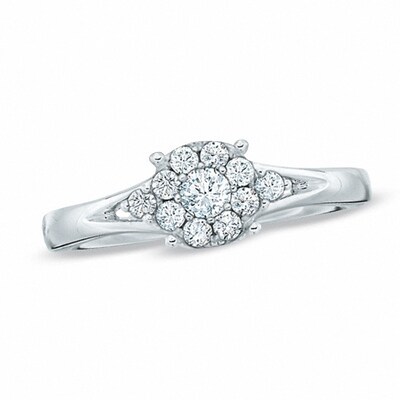 Previously Owned - 0.38 CT. T.W. Diamond Engagement Ring in 14K White Gold