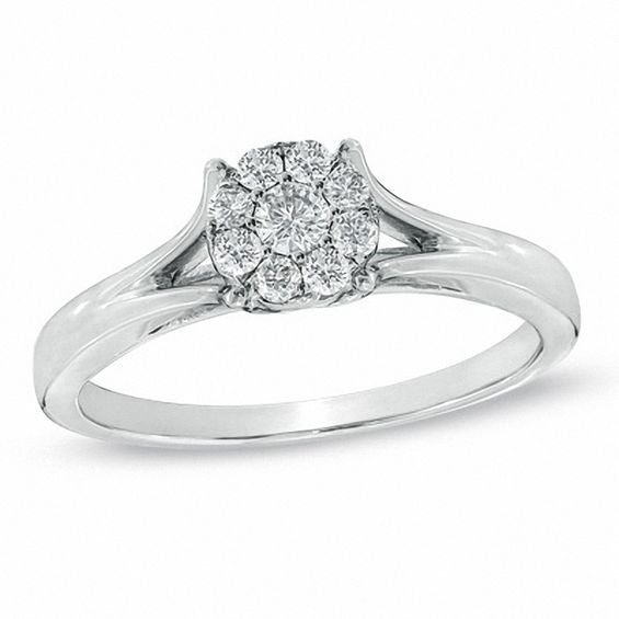 Previously Owned - 0.25 CT. T.W. Composite Diamond Engagement Ring in 10K White Gold