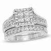 Thumbnail Image 0 of Previously Owned - 1.50 CT. T.W. Princess-Cut Quad Diamond Frame Bridal Set in 14K White Gold