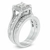 Previously Owned - 1.50 CT. T.W. Princess-Cut Quad Diamond Frame Bridal Set in 14K White Gold