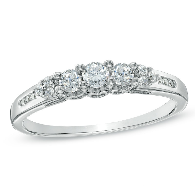Previously Owned - 0.33 CT. T.W. Diamond Past Present Future® Ring in 14K White Gold|Peoples Jewellers