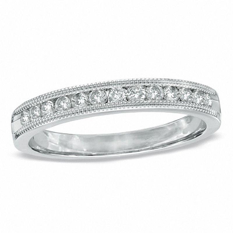Previously Owned - 0.25 CT. T.W. Diamond Milgrain Band in 14K White Gold|Peoples Jewellers