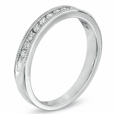 Previously Owned - 0.25 CT. T.W. Diamond Milgrain Band in 14K White Gold