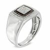 Previously Owned - Men's 0.30 CT. T.W. Enhanced Cognac and White Diamond Frame Ring in 10K White Gold