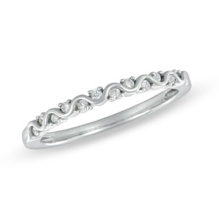 Previously Owned - 0.10 CT. T.W. Diamond Wavy Anniversary Band in 10K White Gold