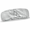 Thumbnail Image 1 of Previously Owned - Men's 0.10 CT. T.W. Diamond Three Stone Slant Band in 10K White Gold